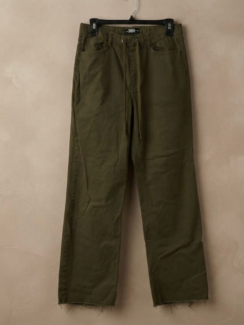 Rewash Olive Drawstring Straight-Leg Chinos